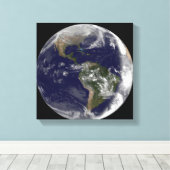 Volledige Aarde met Noord-Amerika en Zuid-Amer 7 Canvas Afdruk (Insitu (Houten vloer))