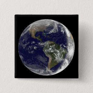 Volledige Aarde met Noord-Amerika en Zuid-Amer 7 Vierkante Button 5,1 Cm