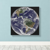 Volledige Aarde met Noord-Amerika en Zuid-Amer Canvas Afdruk (Insitu (Houten vloer))