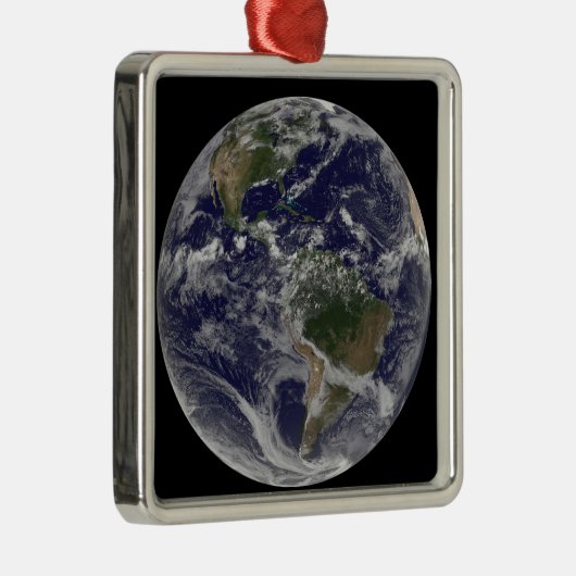 Volledige Aarde met Noord-Amerika en Zuid-Amer Metalen Ornament (Rechts)