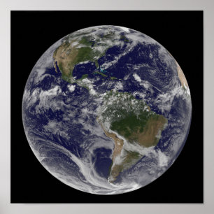 Volledige Aarde met Noord-Amerika en Zuid-Amer Poster
