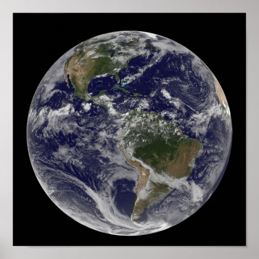 Volledige Aarde met Noord-Amerika en Zuid-Amer Poster (Voorkant)