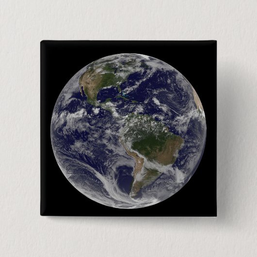 Volledige Aarde met Noord-Amerika en Zuid-Amer Vierkante Button 5,1 Cm (Voorkant)