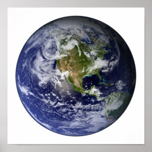 Volledige Aarde met Noord-Amerika Poster