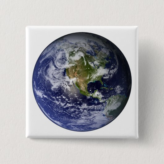 Volledige Aarde met Noord-Amerika Vierkante Button 5,1 Cm (Voorkant)