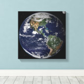 Volledige Aarde met Noord- en Zuid-Amerika Canvas Afdruk (Insitu (Houten vloer))