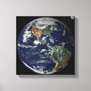 Volledige Aarde met Noord- en Zuid-Amerika Canvas Afdruk