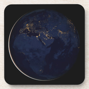 Volledige Aarde met stadslichten Bier Onderzetter