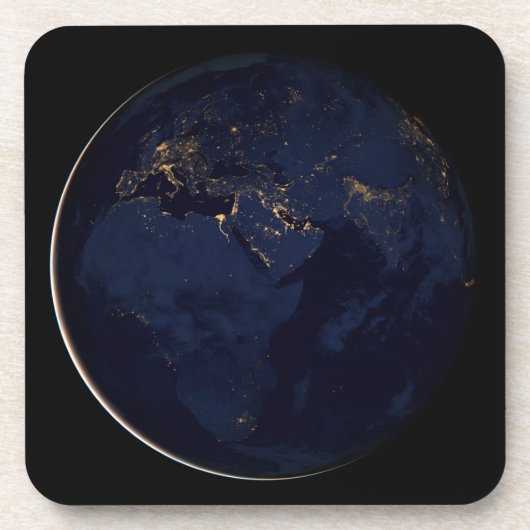 Volledige Aarde met stadslichten Bier Onderzetter (Voorkant)