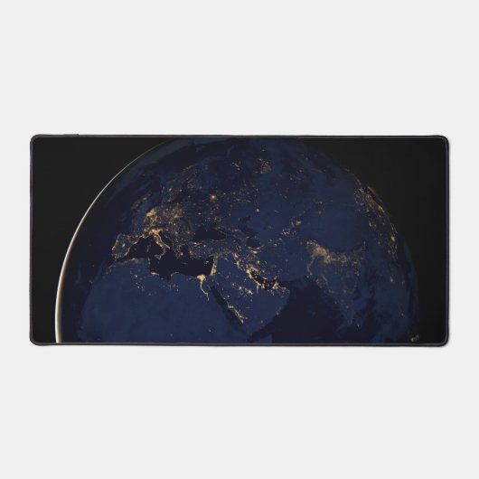 Volledige Aarde met stadslichten Bureaumat (Voorkant)