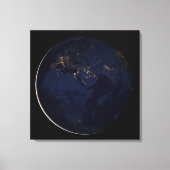 Volledige Aarde met stadslichten Canvas Afdruk (Voorkant)
