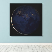 Volledige Aarde met stadslichten Canvas Afdruk (Insitu (Houten vloer))