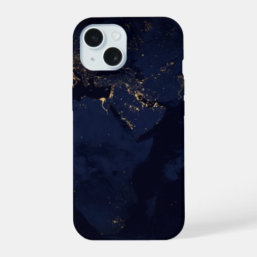 Volledige Aarde met stadslichten iPhone 15 Case (Achterkant)