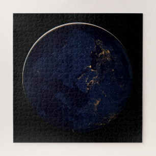 Volledige Aarde met stadslichten Legpuzzel