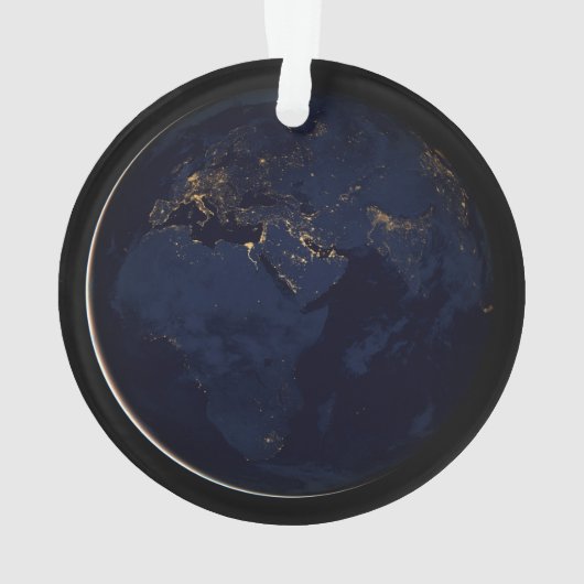 Volledige Aarde met stadslichten Ornament (achterkant)