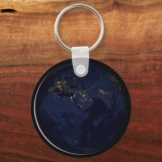Volledige Aarde met stadslichten Sleutelhanger (Voorkant)