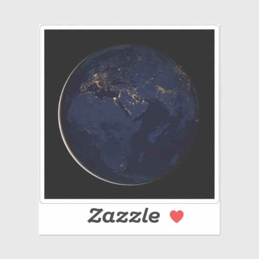 Volledige Aarde met stadslichten Sticker (Vel)