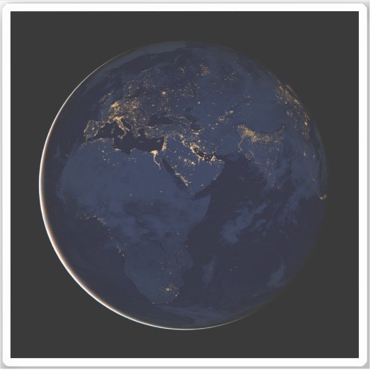 Volledige Aarde met stadslichten Sticker (Voorkant)