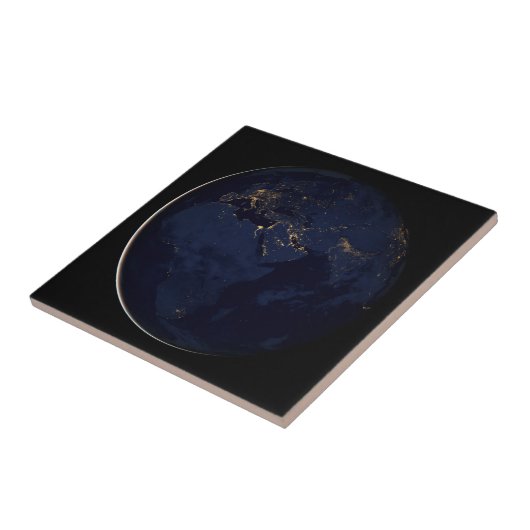 Volledige Aarde met stadslichten Tegeltje (Zijkant)