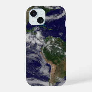 Volledige aarde met verschillende tropische storms iPhone 15 case