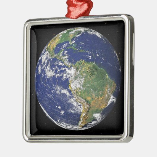 Volledige Aarde met Zuid-Amerika 2 Metalen Ornament (Links)