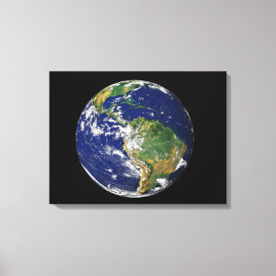 Volledige Aarde met Zuid-Amerika Canvas Afdruk