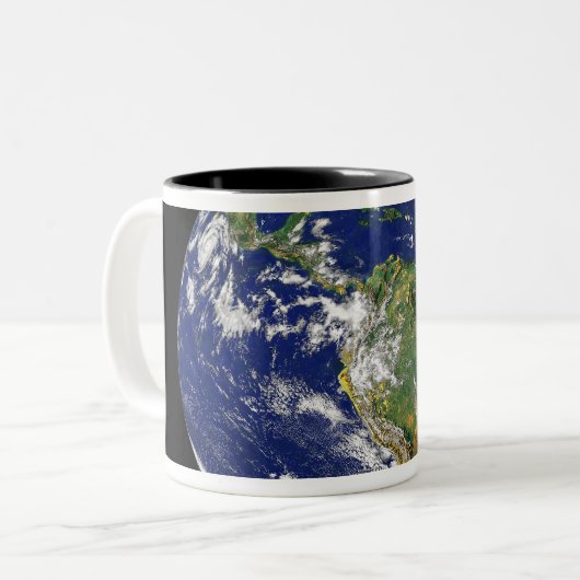 Volledige Aarde met Zuid-Amerika Tweekleurige Koffiemok (Voorkant links)