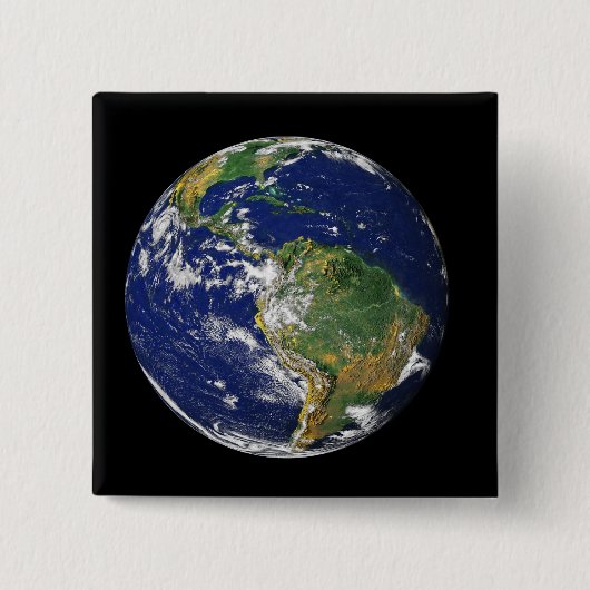 Volledige Aarde met Zuid-Amerika Vierkante Button 5,1 Cm (Voorkant)