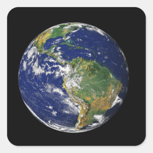 Volledige Aarde met Zuid-Amerika Vierkante Sticker