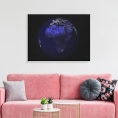 Volledige Aarde 's nachts met Afrika en Europa Canvas Afdruk (Insitu (Woonkamer))