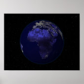 Volledige Aarde 's nachts met Afrika en Europa Poster (Voorkant)