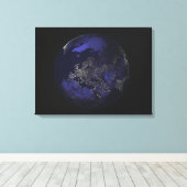 Volledige aarde 's nachts met stadslichten 3 canvas afdruk (Insitu (Houten vloer))