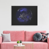 Volledige aarde 's nachts met stadslichten 3 canvas afdruk (Insitu (Woonkamer))