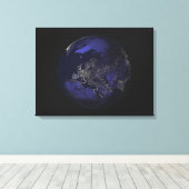 Volledige aarde 's nachts met stadslichten 3 canvas afdruk (Insitu (Houten vloer))