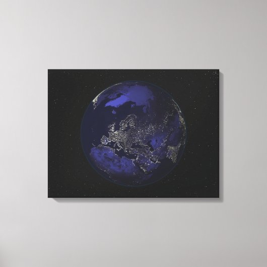 Volledige aarde 's nachts met stadslichten 3 canvas afdruk (Voorkant)