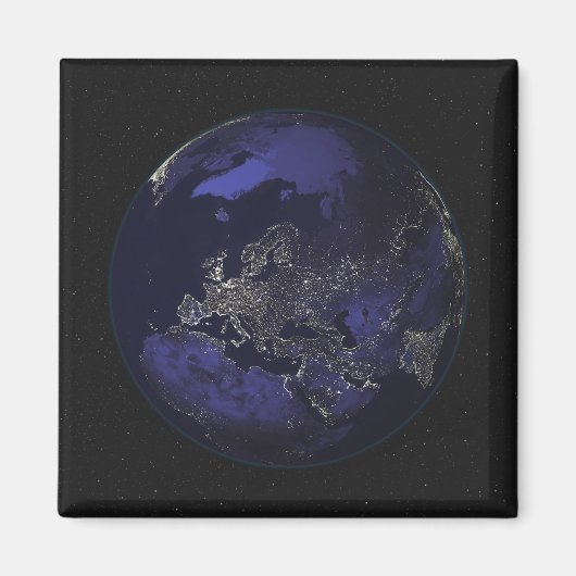 Volledige aarde 's nachts met stadslichten 3 magneet (Voorkant)