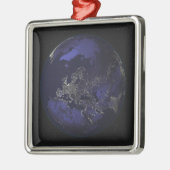 Volledige aarde 's nachts met stadslichten 3 metalen ornament (Links)