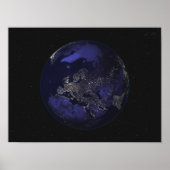 Volledige aarde 's nachts met stadslichten 3 poster (Voorkant)