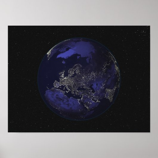 Volledige aarde 's nachts met stadslichten 3 poster (Voorkant)