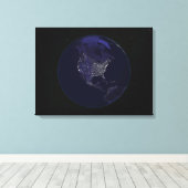 Volledige aarde 's nachts met stadslichten 4 canvas afdruk (Insitu (Houten vloer))