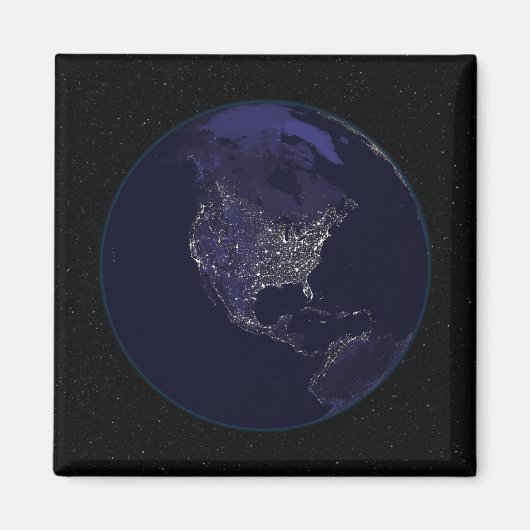 Volledige aarde 's nachts met stadslichten 4 magneet (Voorkant)