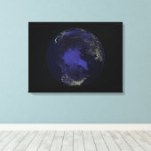 Volledige Aarde 's nachts met stadslichten 5 Canvas Afdruk (Insitu (Houten vloer))