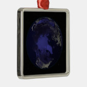 Volledige Aarde 's nachts met stadslichten 5 Metalen Ornament (Rechts)