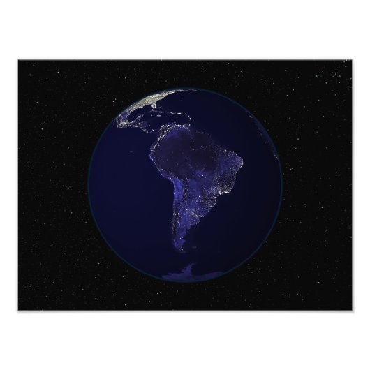 Volledige Aarde 's nachts met stadslichten 6 Foto Afdruk (Voorkant)