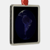 Volledige Aarde 's nachts met stadslichten 6 Metalen Ornament (Rechts)