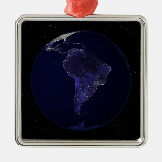 Volledige Aarde 's nachts met stadslichten 6 Metalen Ornament (Voorkant)