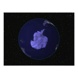 Volledige Aarde 's nachts met stadslichten 7 Foto Afdruk