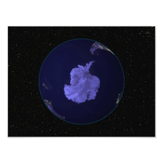 Volledige Aarde 's nachts met stadslichten 7 Foto Afdruk (Voorkant)