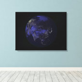 Volledige Aarde 's nachts met stadslichten Canvas Afdruk (Insitu (Houten vloer))