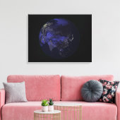 Volledige Aarde 's nachts met stadslichten Canvas Afdruk (Insitu (Woonkamer))